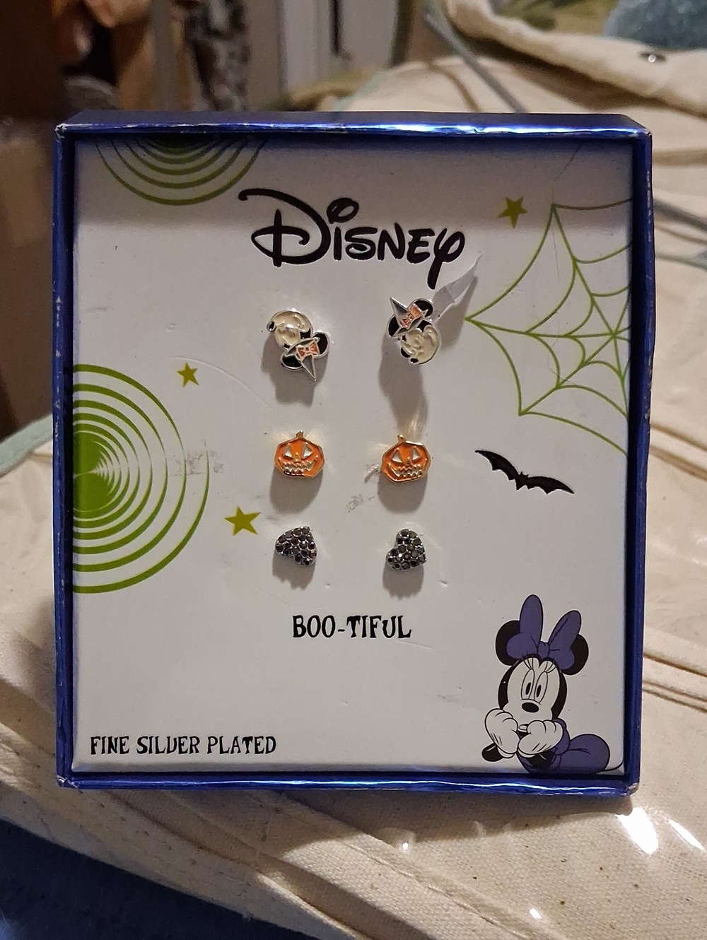 Disney Kids Halloween Earring Set - Silver and Orange Minnie & Pumpkin Trio